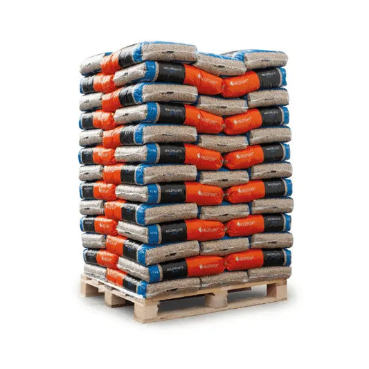 Heizfuxx® Holzpellets Blue – 975 kg Palette (65 x 15 kg Sackware, Buche &amp; Eiche, DIN EN ISO 17225 - 2 A1) - FERDALIN UG